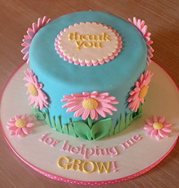 Pink Daisies Thank You Cake