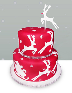 Santa's Flying Sleigh Tiered Cake