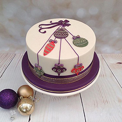 Purple Baubles Christmas Cake