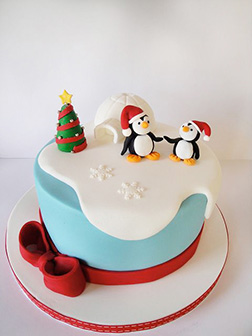 Penguin Friends Christmas Cake