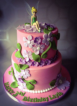 Tinkerbell Pink Garden Tiered Cake