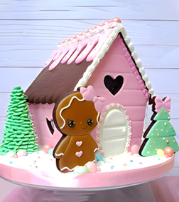 Adorably Pink Gingerbread House