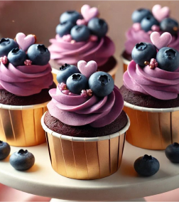 Blueberry Heart Cupcakes
