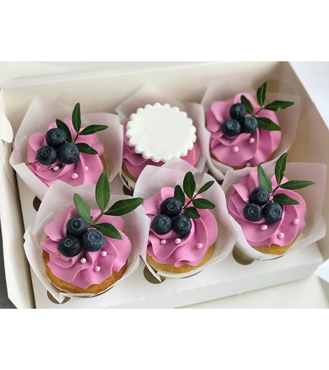 Blueberry Pink Cupcakes - 12 Cupcakes