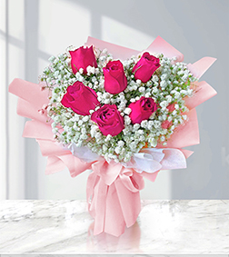 Charming Pink Rose Bouquet, Anniversary