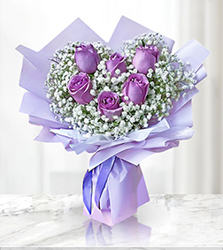 Charming Purple Rose Bouquet, Roses