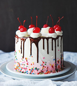 Cherries in White Birthday Cake