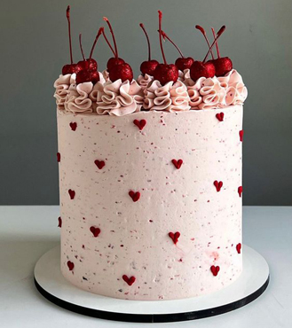 Cherry Topped Valentine's Cake