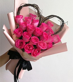 Chic Pink Roses Bouquet, Birthday