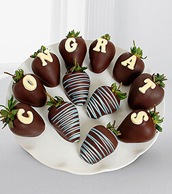 Chocolate Dipped Congratulations Berry Gram, Boxes of Chocolate Covered Fruit
