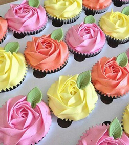 Colorburst Rose Cupcakes