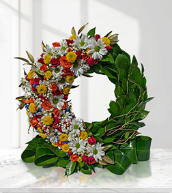 Crescent Moon Colorful Wreath