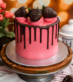 Dipped Strawberry Pink Cake