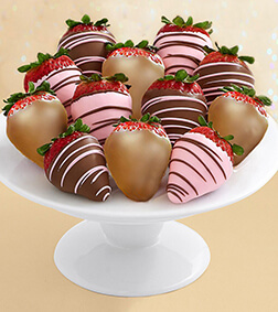 Gourmet Dipped Strawberry Medley - Dozen, Food Gifts