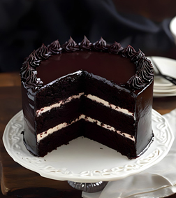 Glossy Black Velvet Cake