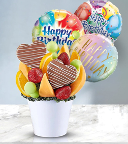 Happiest Birthday Heart Fruit Bouquet Bundle