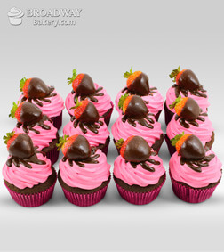 Strawberry Burst - 12 Cupcakes, Cupcakes & Cakes