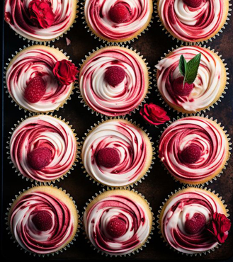 Marbled Red Cupcakes - 9 Cupcakes