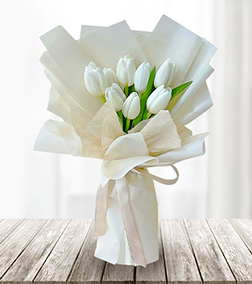 Peaceful White Tulip Bouquet, 1-Hour Gift Delivery