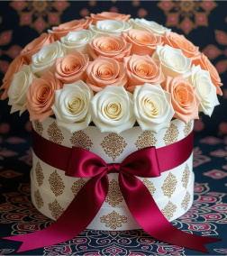 Peach & Cream Roses Hatbox