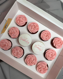 Pink Birthday Swirls Cupcakes