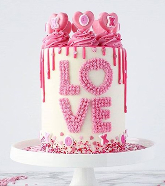 Pink Love Valentine's Cake