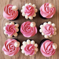 Pink Rose Swirls Cupcakes