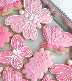 Pink Golden Butterfly Cookies