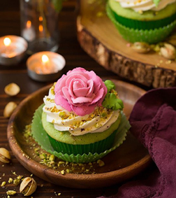 Pistachio Rose Cupcakes