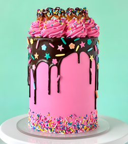 Playful Pink Confetti Cake