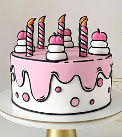 Pretty Pink Cartoon Cake