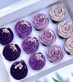 Purple Ombre Swirls Cupcakes