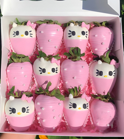 Purrfect Pink Dipped Strawberries