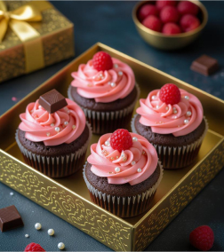 Raspberry Diwali Cupcakes