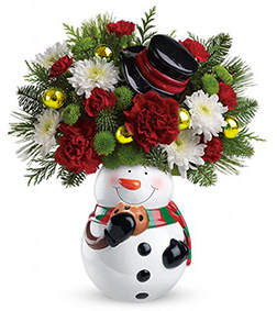 Snowman Cookie Jar Bouquet, Holiday Gifts