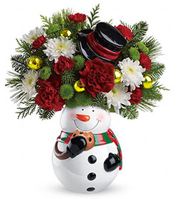 Snowman Cookie Jar Bouquet