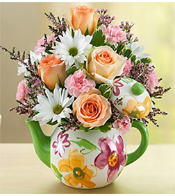 Teapot Full of Blooms, 1-Hour Gift Delivery