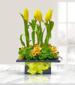 Cherished Yellow Tulips Bouquet, Tulips