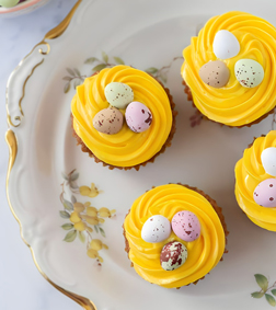 Yellow Swirls Nest Cupcakes