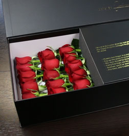 True Love - Long Stem Red Roses in Black Box, Congratulations