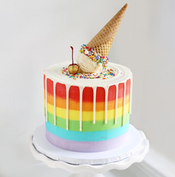 Rainbow Ice Cream Drip Cake, Birthday