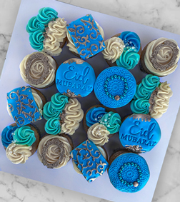 Serene Blue Eid Cupcakes, Eid Gifts