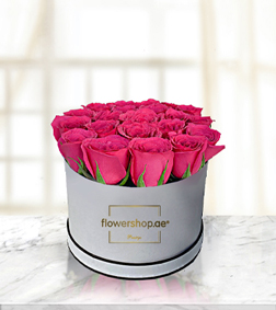 Vibrant Pink Rose Hatbox