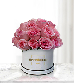 Graceful Pink Rose Dome Hatbox