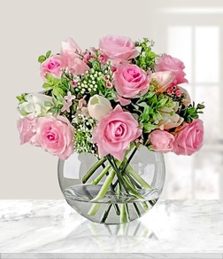 Pink Rose Love Bouquet, Tulips