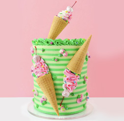 Ice Cream Cone Striped Cake