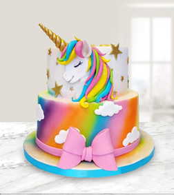 Two Tier Rainbow Unicorn Cake, Customized Cakes